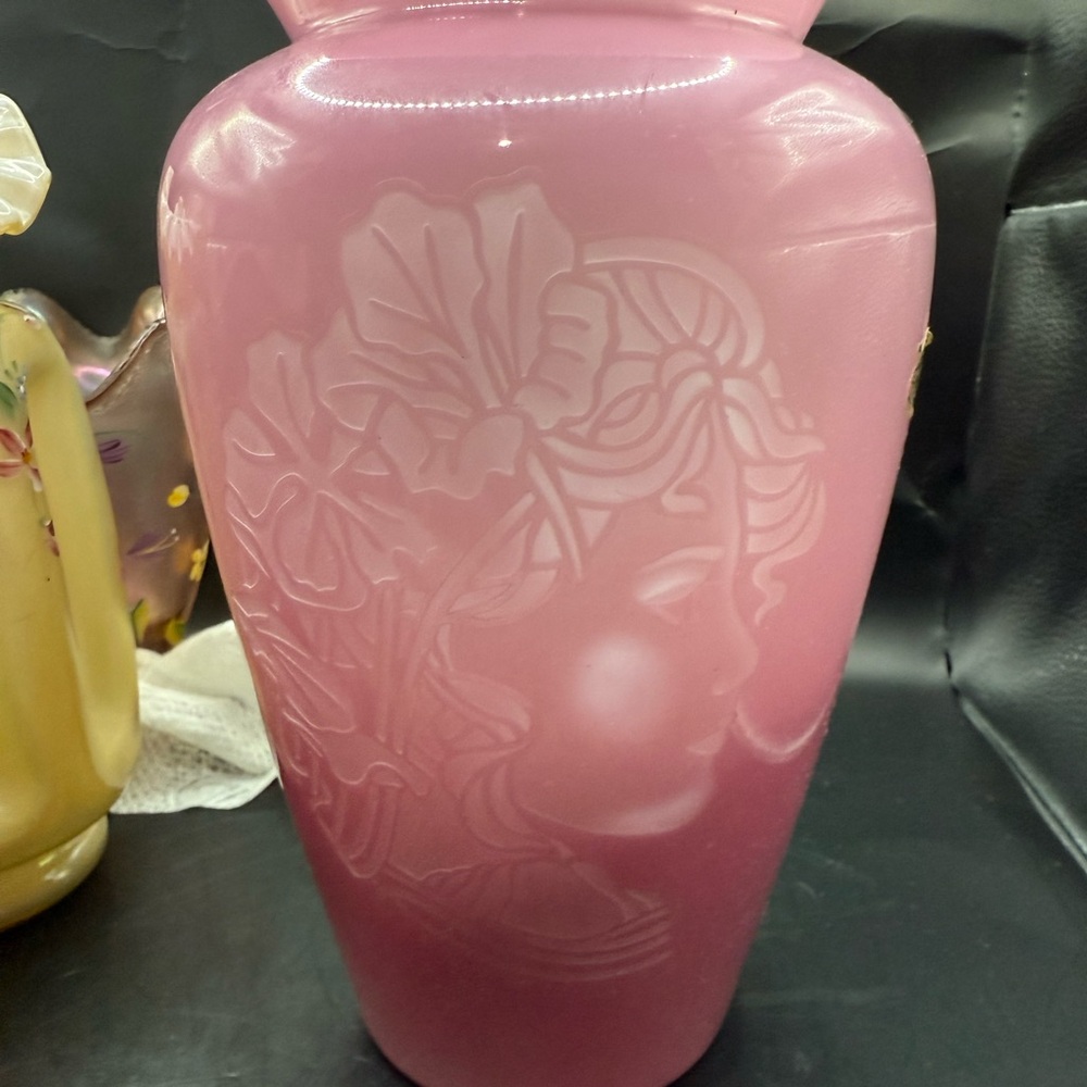 Elegant Pink Vase with Floral Design